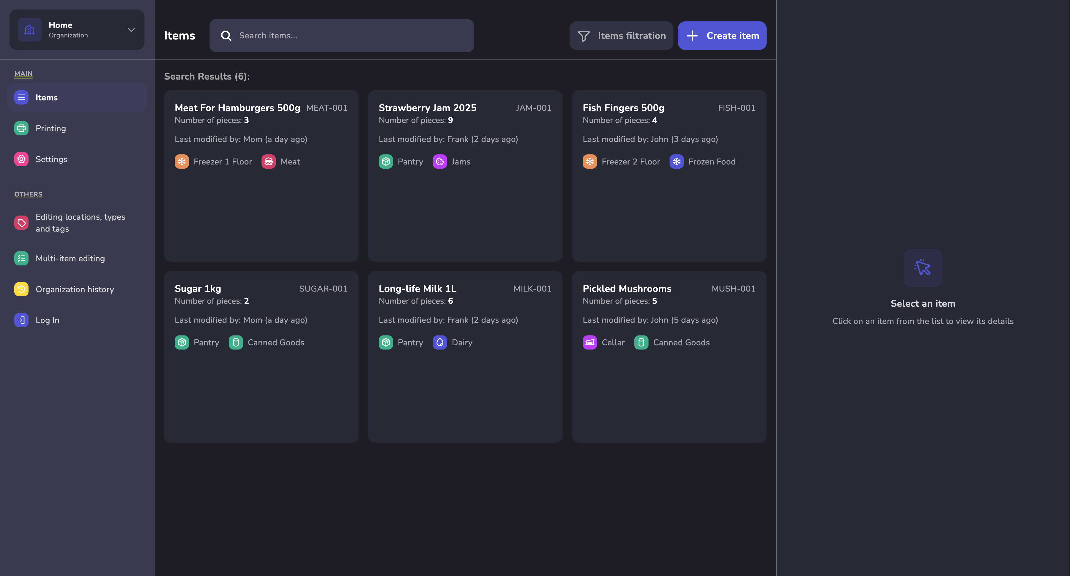 Itemee App on Desktop